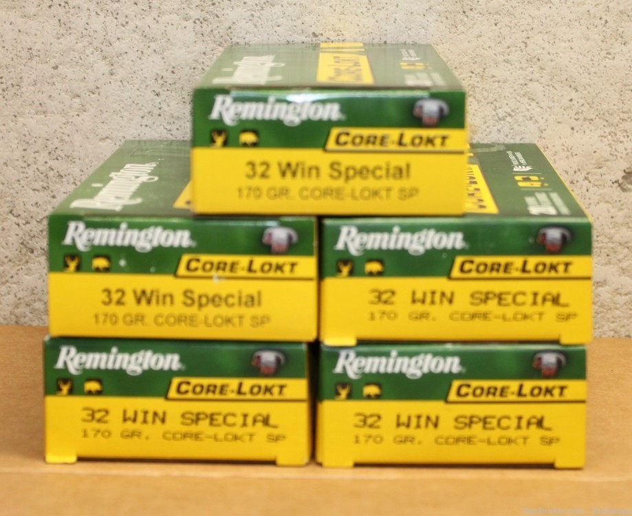 32 Win Special ammo 100 Rounds Remington 170 Gr Core-Lokt SP 5 boxes-img-0