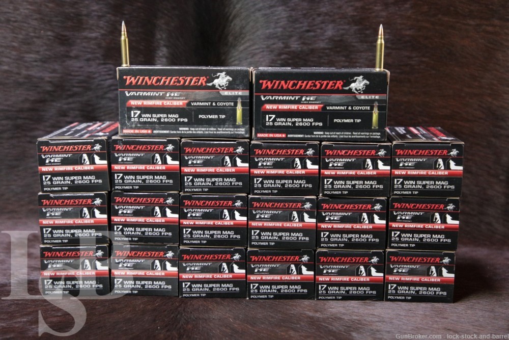 1000x .17 Win. Super mag Ammunition Winchester 25 Grain Poly Tip Bullets-img-0