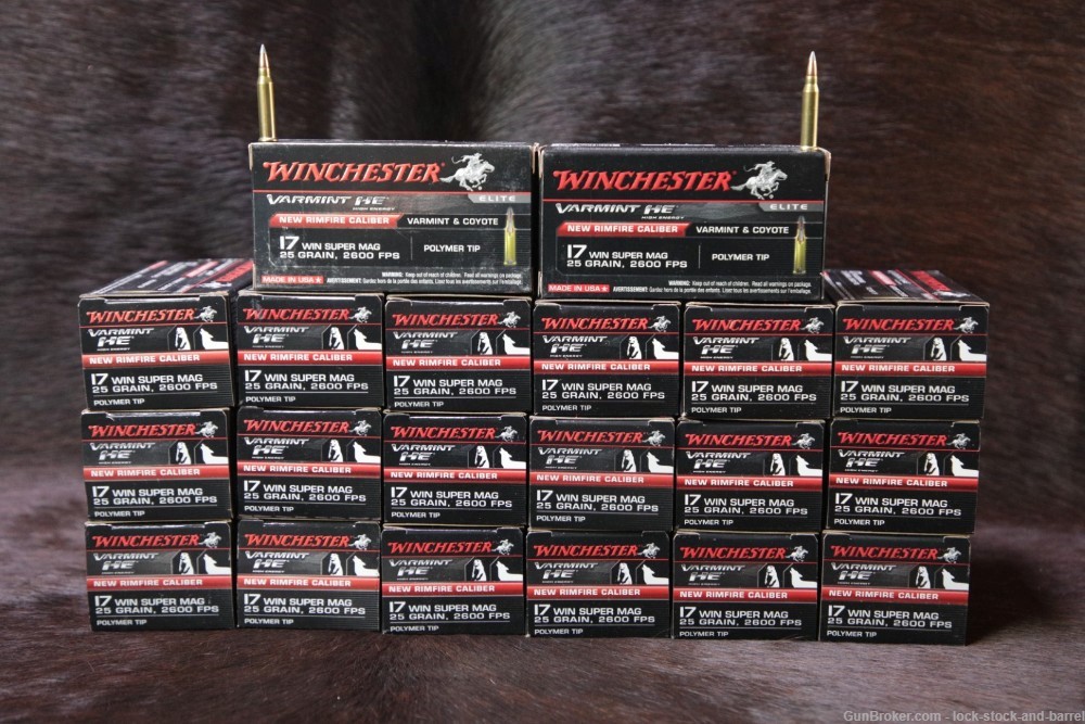 1000x .17 Win. Super mag Ammunition Winchester 25 Grain Poly Tip Bullets-img-2