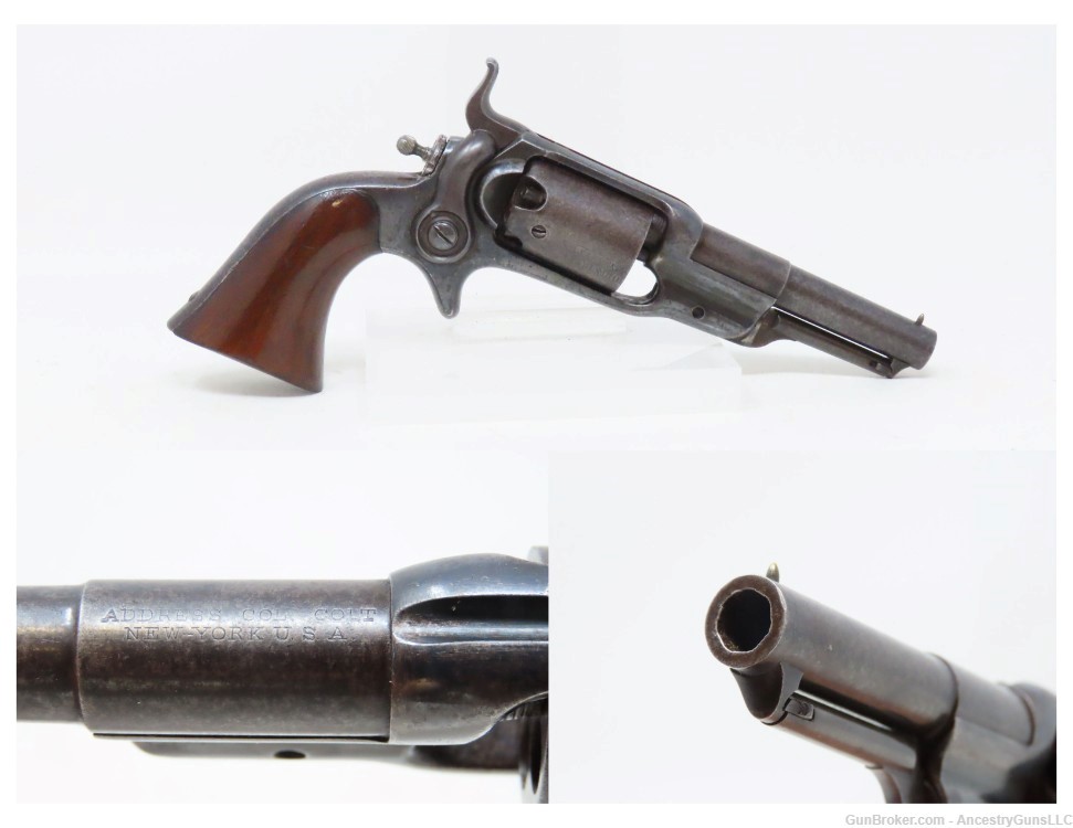 Antique Post-CIVIL WAR COLT Model 1855 “ROOT” Side-Hammer POCKET Revolver  -img-0