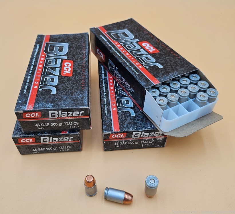 CCI Blazer .45 GAP 200 gr. TMJ CF ammo aluminum case 200 RDS.-img-0