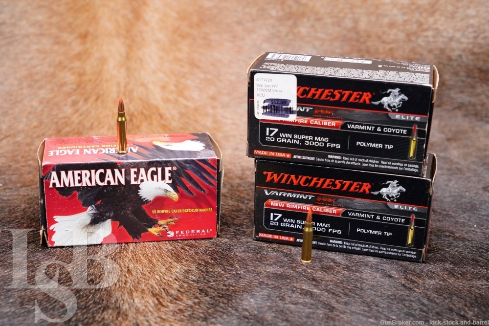 150x .17 Win. Super mag Ammunition 20 Grain Poly Tip Win. & American Eagle-img-0