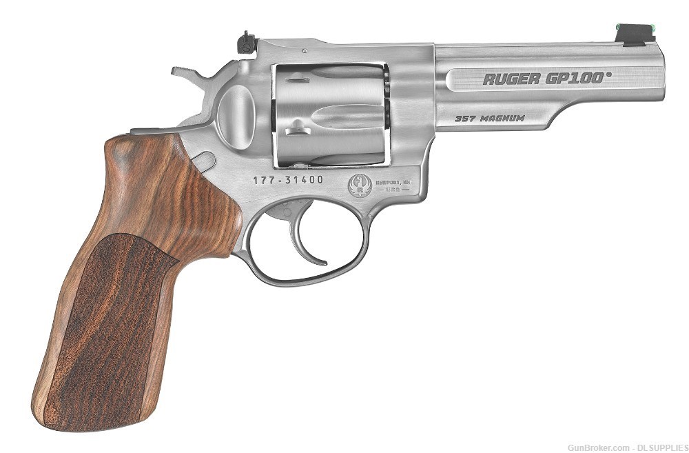 RUGER GP100 MATCH CHAMPION STAINLESS FINISH WOOD ADJ. REAR 4.2" .357MAG-img-0