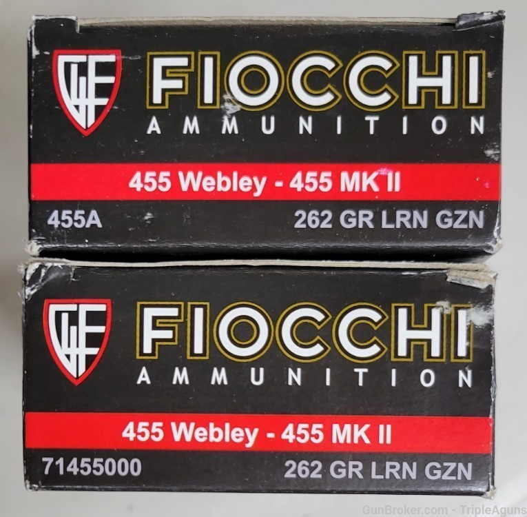 Fiocchi 455 Webley 262gr lead round nose lot of 100rds 455A-img-0