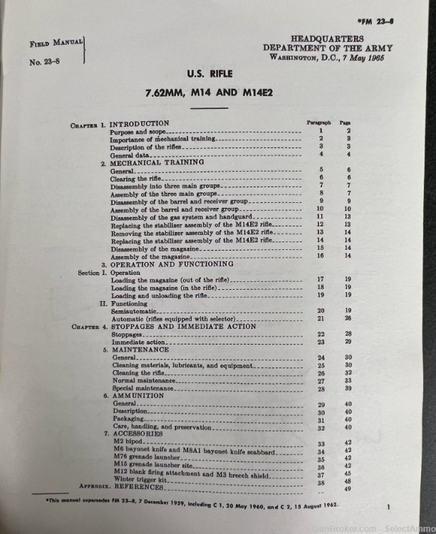 M14 & M14E2 Department of the Army Field Manual FM 23-8 M1A M21-img-2