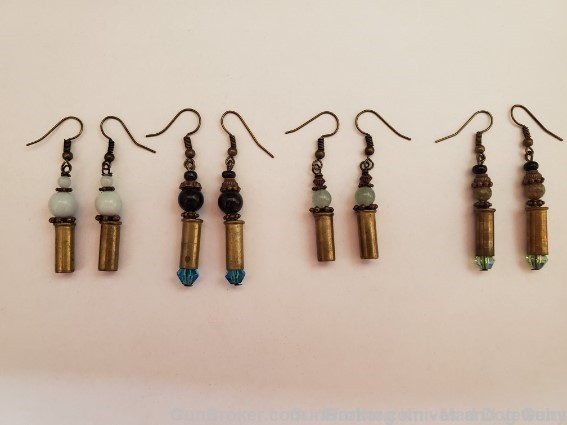 Bullets, Crystals & Bling Earrings. 4 Pair. Handmade. 1 of 1.  E2.*REDUCED*-img-0