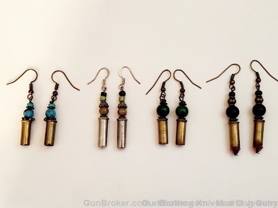 Bullets, Crystals & Bling Earrings. 4 Pair.  Handmade. 1 of 1. E4.*REDUCED*-img-0