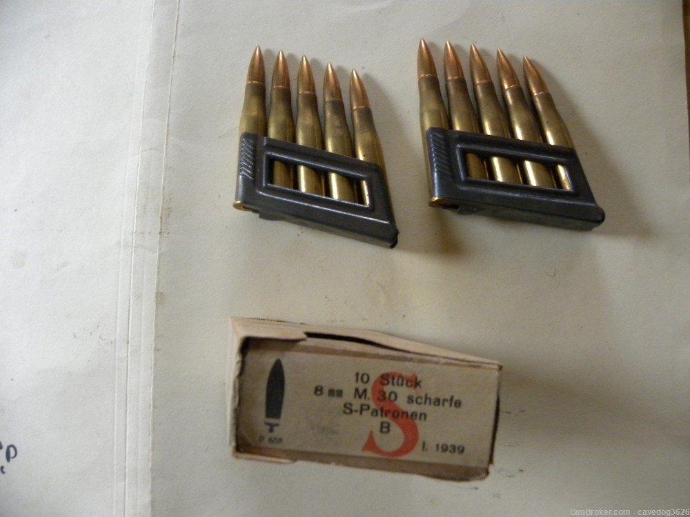 10rd WW2 WWII German Steyr M95 8x56r Ammunition marked, on clips, in box.-img-6