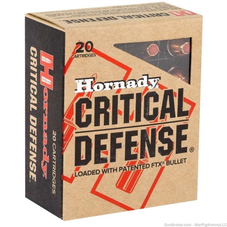 Hornady Critical Defense 40 S&W 165 Grain FTX - 20 Round NO CC FEE Flat S&H-img-0