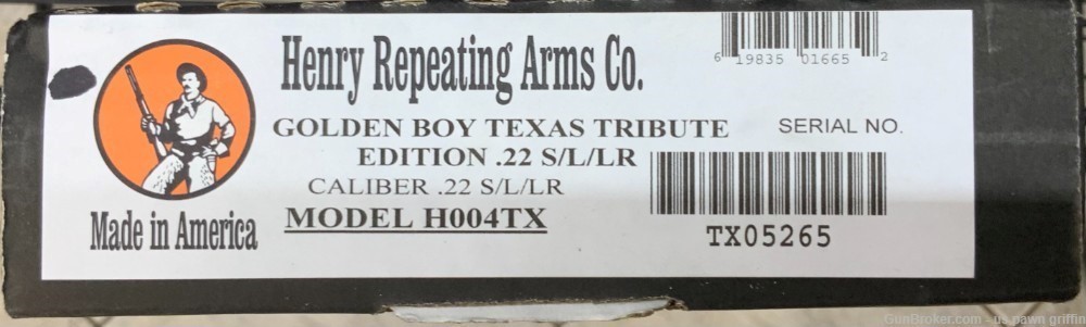Henry Golden Boy Texas Tribute 22 LR Lever Action Rifle 16RD 20" H004TX-img-1
