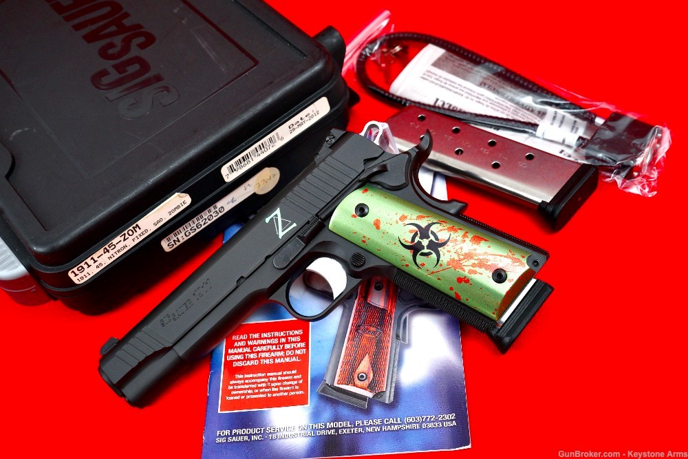 Ultra Rare Sig Sauer 1911 Zombie Limited Edition .45 NIB Collector-img-0