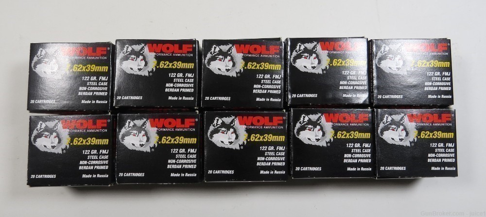 Wolf Performance Ammunition 7.62x39 FMJ Steel Case 122gr 200 Rounds-img-0
