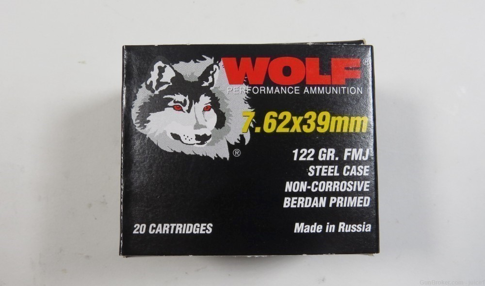 Wolf Performance Ammunition 7.62x39 FMJ Steel Case 122gr 200 Rounds-img-1