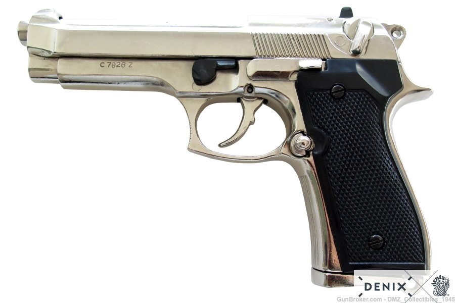 1970s Italian Beretta M92 Non Firing Replica Gun Pistol by Denix of Spain-img-0