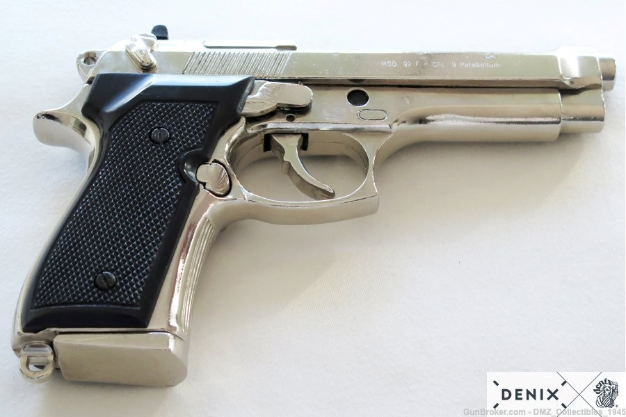 1970s Italian Beretta M92 Non Firing Replica Gun Pistol by Denix of Spain-img-1