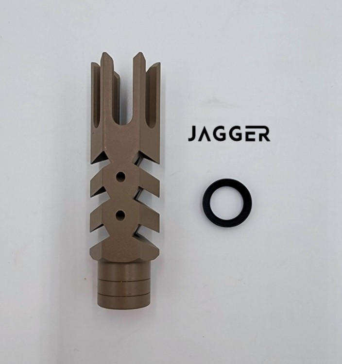 Toxic Arms Jagger Muzzle Brake FDE Flat Dark Earth Compensator AR15 1/2x28-img-0