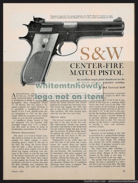 1962 SMITH & WESSON Model 52 .38 Master  Center-fire Match Pistol ARTICLE-img-0