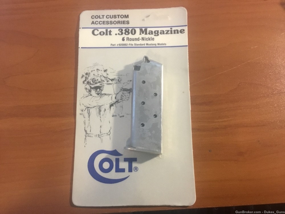 Colt Mustang.380ACP 6 round Nickel magazine- New, in Colt package -img-0
