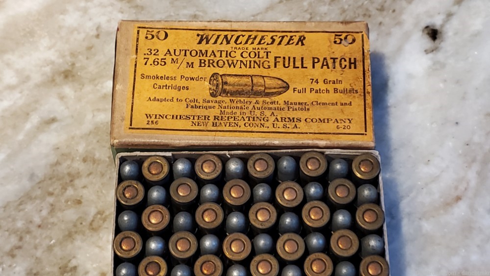 Winchester Repeating Arms 32 ACP 7.65 browning full patch 50 rounds-img-1