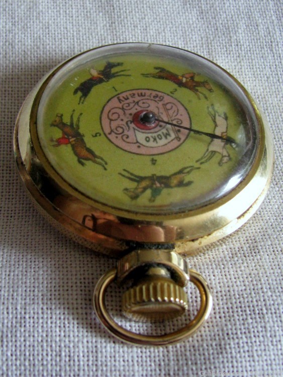 DELUXE GOLD-PLATED VINTAGE POCKET RACEHORSE GAMBLING MECHANICAL DEVICE-img-6