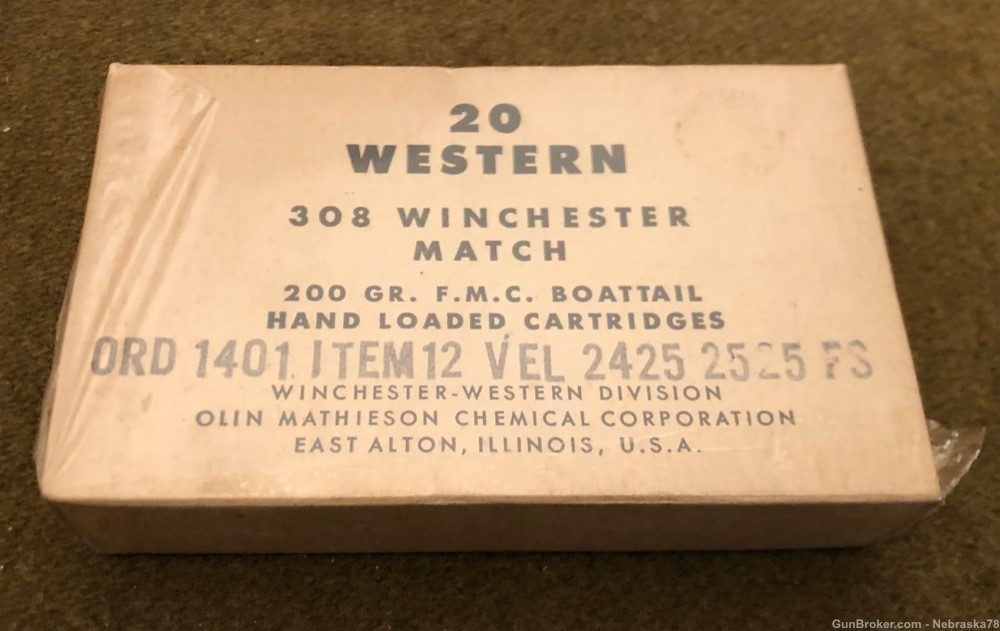 20 rounds Winchester Western Match .308 Win 200gr FMC ammo USGI military-img-1
