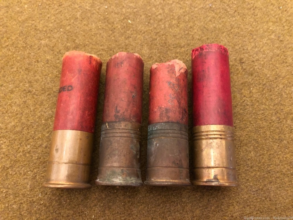 Lot of 4 Remington Winchester UMC Leader 1901 8 gauge sporting shells -img-1