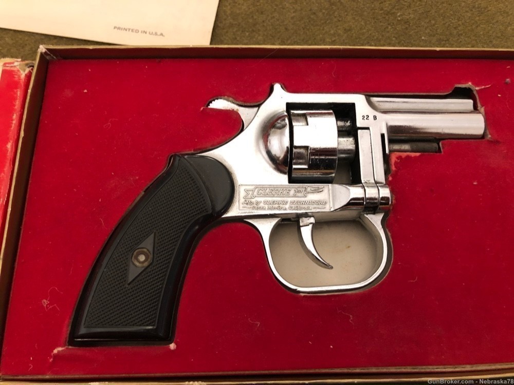 Rare Clerke First .22 caliber blank starter trainer revolver No FFL w/ box -img-3