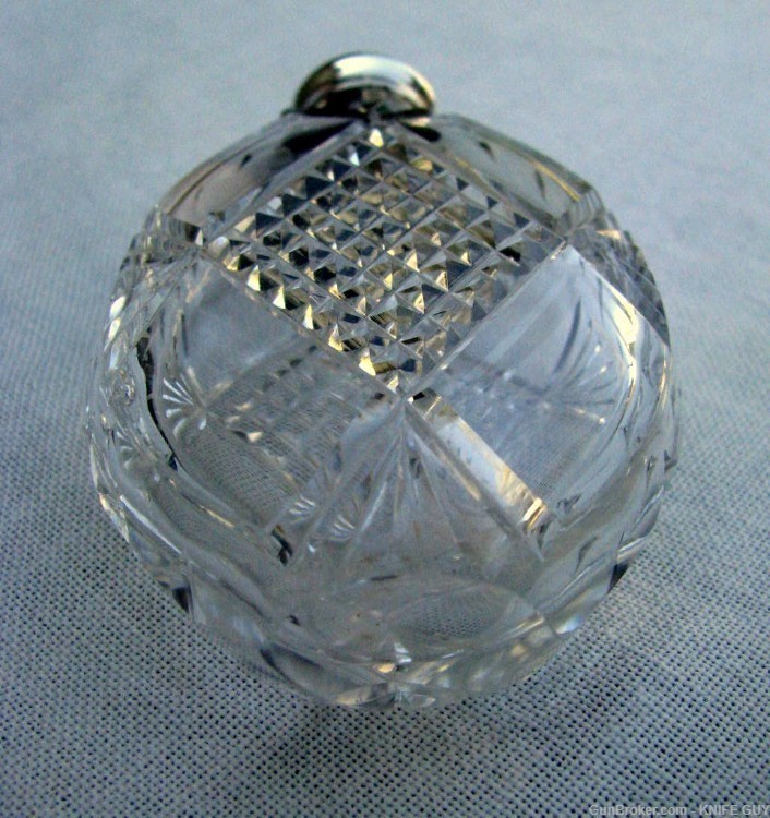 ANTIQUE GORHAM HAND CUT CRYSTAL/SILVER OVAL 4” NIPPER POCKET WHISKEY FLASK-img-14