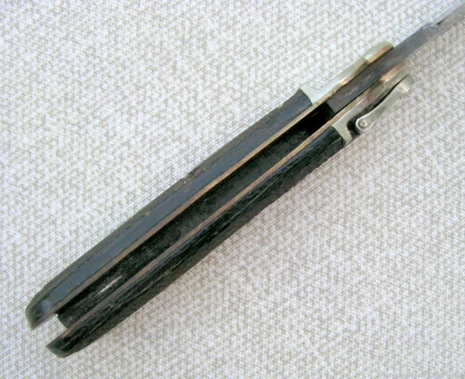 SALE! ANTIQUE CLIP BLADE CHECKERED LOCKBACK FOLDING HUNTER KNIFE 1937 MARK-img-16