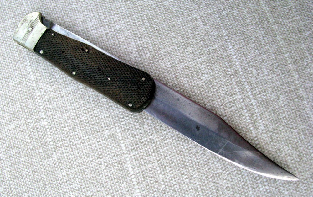 SALE! ANTIQUE CLIP BLADE CHECKERED LOCKBACK FOLDING HUNTER KNIFE 1937 MARK-img-10