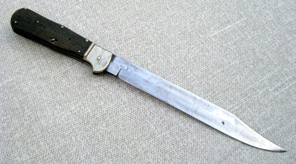 SALE! ANTIQUE CLIP BLADE CHECKERED LOCKBACK FOLDING HUNTER KNIFE 1937 MARK-img-2