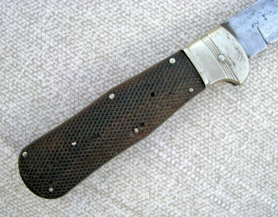SALE! ANTIQUE CLIP BLADE CHECKERED LOCKBACK FOLDING HUNTER KNIFE 1937 MARK-img-1