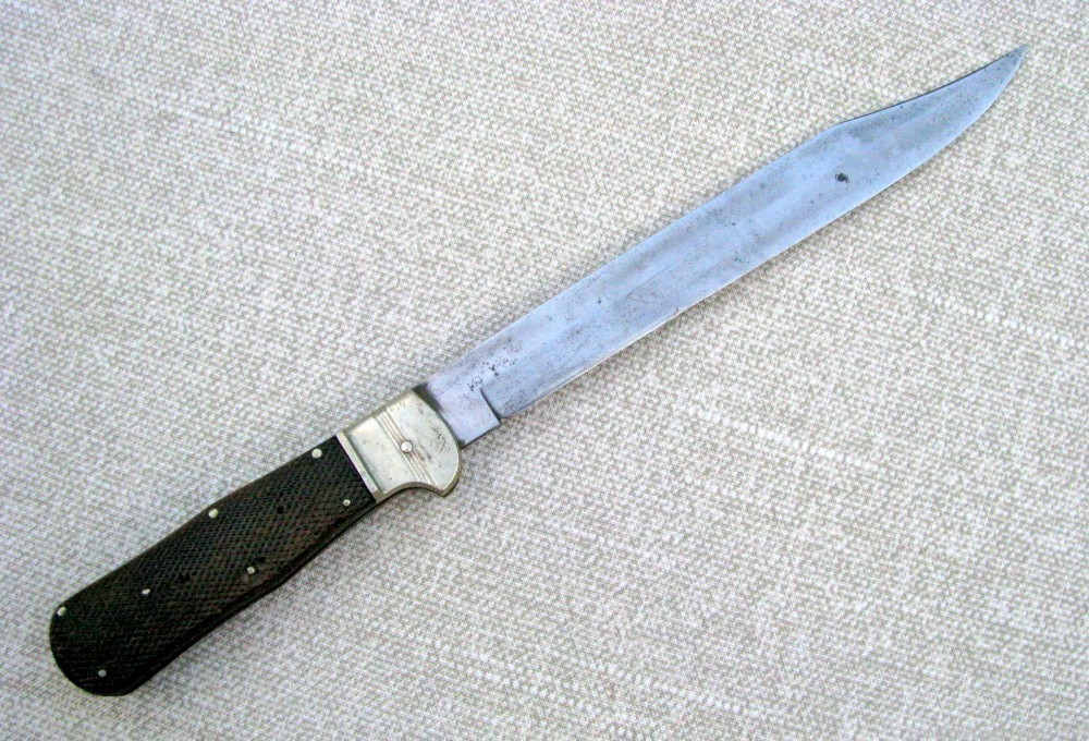 SALE! ANTIQUE CLIP BLADE CHECKERED LOCKBACK FOLDING HUNTER KNIFE 1937 MARK-img-13