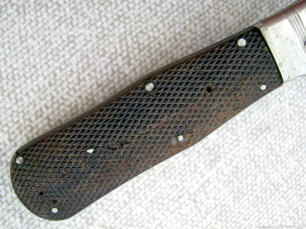 SALE! ANTIQUE CLIP BLADE CHECKERED LOCKBACK FOLDING HUNTER KNIFE 1937 MARK-img-7