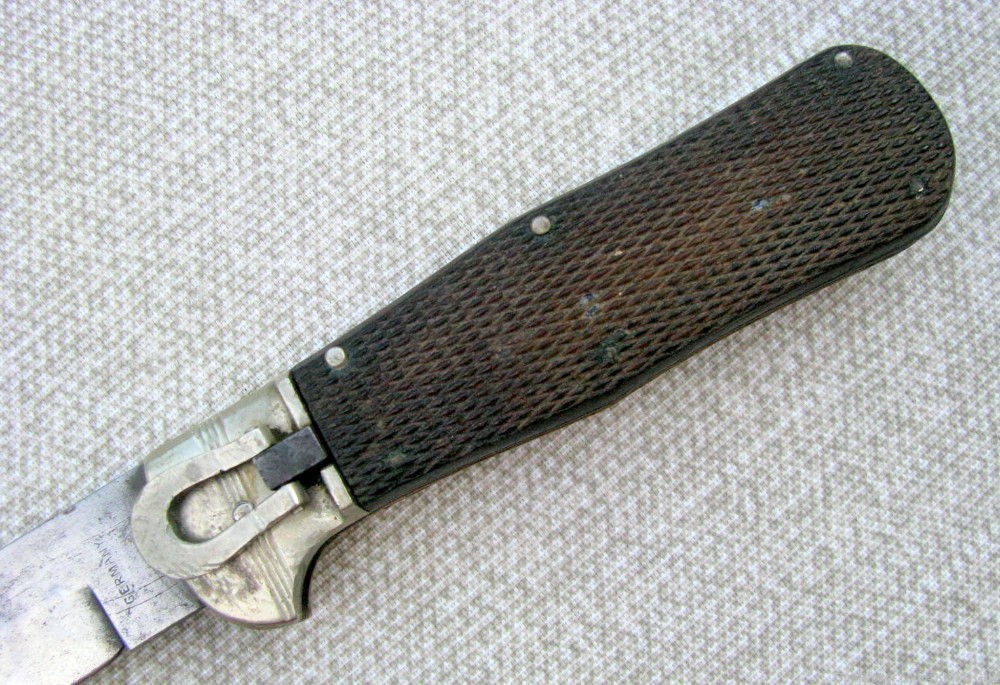 SALE! ANTIQUE CLIP BLADE CHECKERED LOCKBACK FOLDING HUNTER KNIFE 1937 MARK-img-5