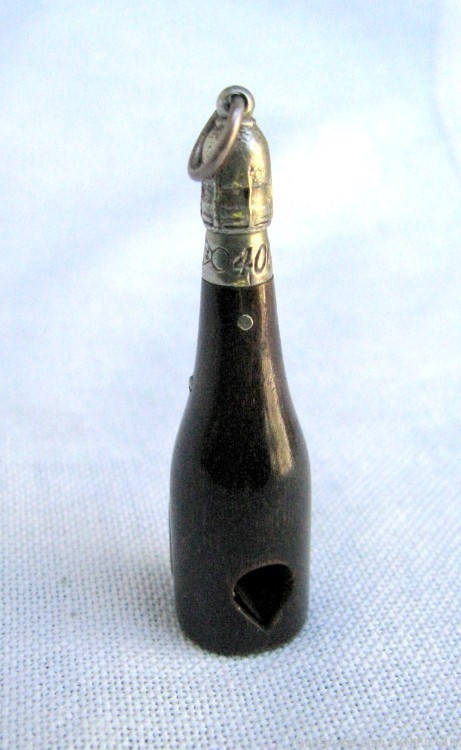 ANTIQUE 19th C. FIGURAL BOTTLE SHAPED MECHANICAL CIGAR CUTTER WATCH FOB-img-2