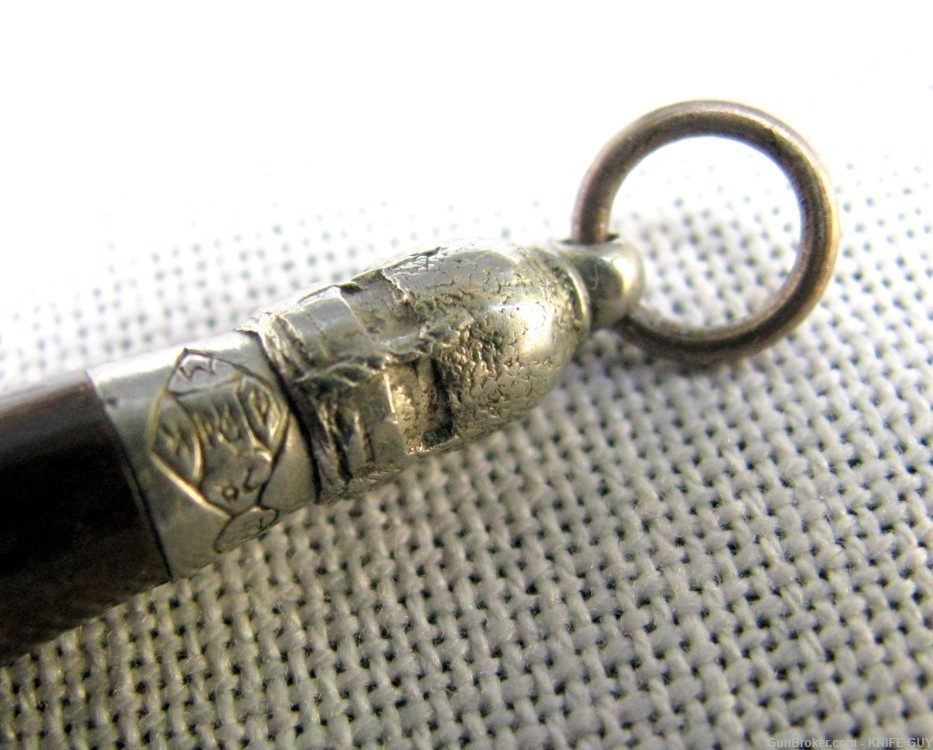 ANTIQUE 19th C. FIGURAL BOTTLE SHAPED MECHANICAL CIGAR CUTTER WATCH FOB-img-10