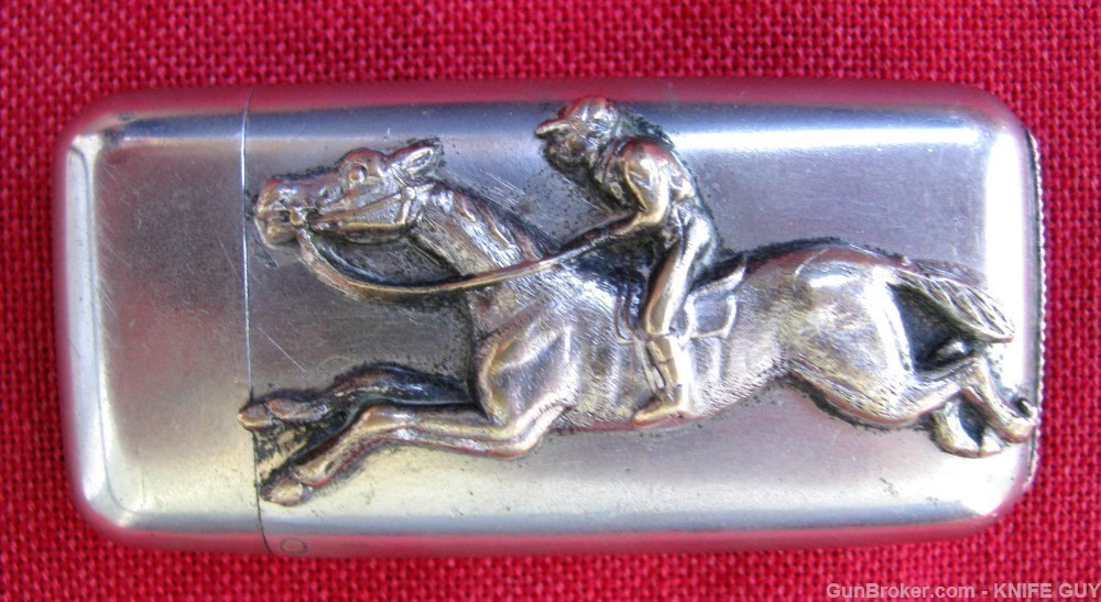 UNUSUAL HORSE RACING SPORTING GENTS MATCH SAFE DATED 1891-img-1