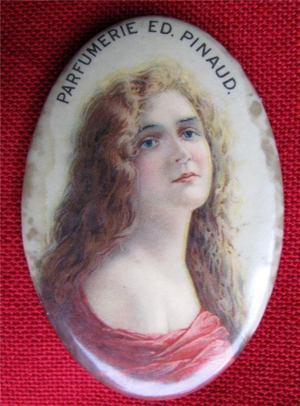SMALL ANTIQUE OVAL PRETTY GIRL ADVERTISING MIRROR-img-0