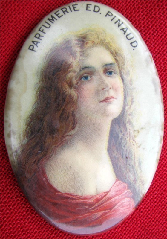 SMALL ANTIQUE OVAL PRETTY GIRL ADVERTISING MIRROR-img-1