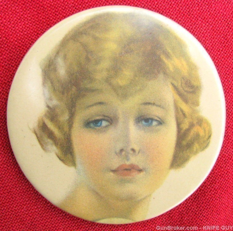 2 DIFFERENT ROUND 1920s PRETTY GIRL POCKET MIRRORS-img-3