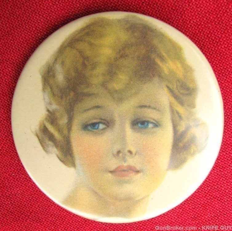 2 DIFFERENT ROUND 1920s PRETTY GIRL POCKET MIRRORS-img-5