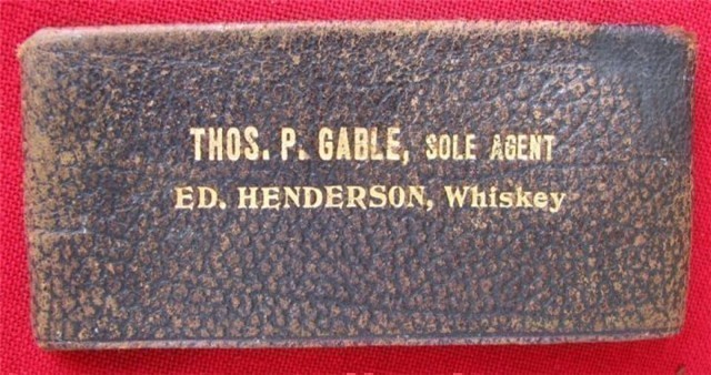 ANTIQUE MENS SMALL WHISKEY ADVERTISING WALLET-img-3