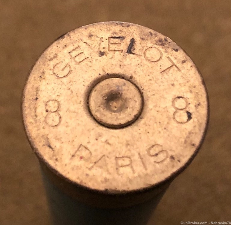 Rare Gevelot 8 gauge 4” paper large bore punt shotgun case fired -img-0