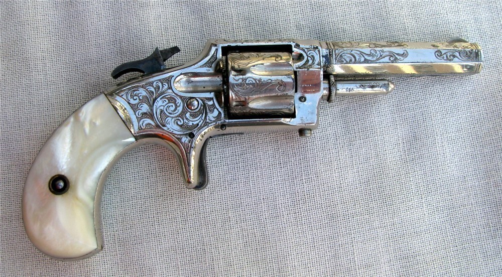 SALE! FINE RARE ANTIQUE DELUXE FACTORY ENGRAVED PEARLGRIPS WHITNEY REVOLVER-img-11