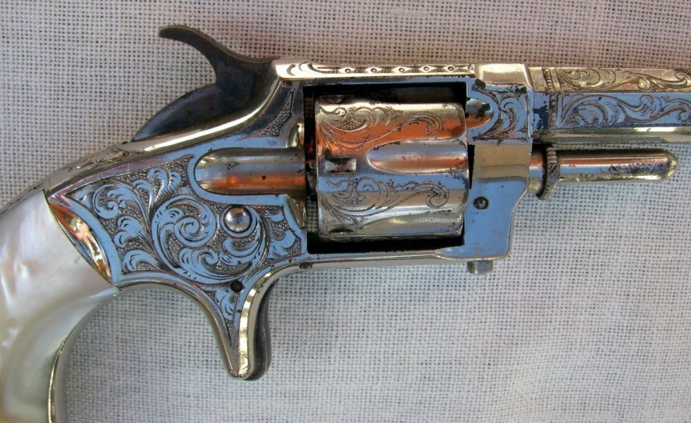 SALE! FINE RARE ANTIQUE DELUXE FACTORY ENGRAVED PEARLGRIPS WHITNEY REVOLVER-img-2
