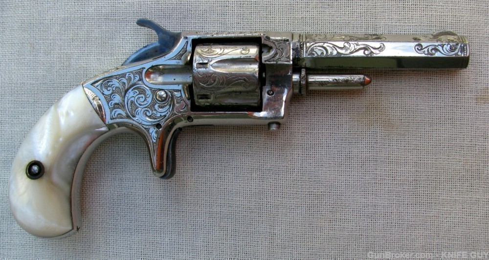 SALE! FINE RARE ANTIQUE DELUXE FACTORY ENGRAVED PEARLGRIPS WHITNEY REVOLVER-img-0