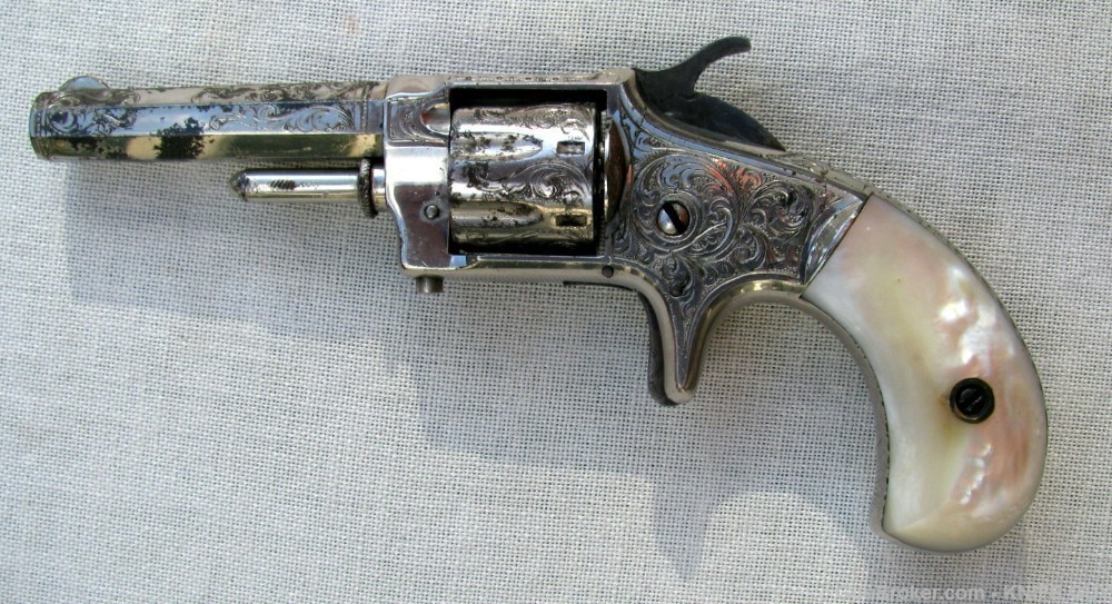 SALE! FINE RARE ANTIQUE DELUXE FACTORY ENGRAVED PEARLGRIPS WHITNEY REVOLVER-img-7