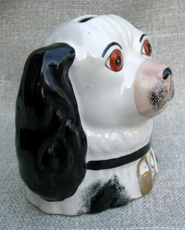 ANTIQUE MINT HAND PAINTED FOLK ART FIGURAL SPANIEL DOG BANK-img-4