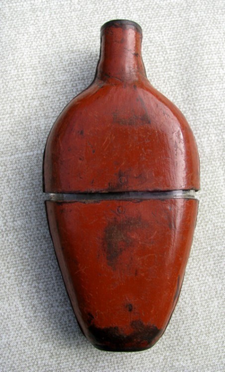 FINE RARE & EARLY ANTIQUE LEATHER HAND MADE GLASS WHISKEY FLASK c.1820-60's-img-13